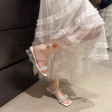 2025 Summer New Fashion Transparent Crystal And External Temperament Fashion Flowers And Fairy Wind Two Wearing Cold Slippers HZ0115