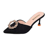 Slippers Women Wear Half-Slippers Women 2025 New French Fine And Bag Head Cool Drag Black High HZ0115