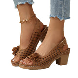 Large-Size Flower High-Heeled Sandals Women 2025 Summer New Fashion Coarse Heel Buckle With Women's Sandals HZ0115