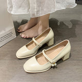 2025 Net Red Soft Soles Do Not Tired Korean Women's Singles Shoes One-Word Buckle With A Niche Design Sense Mary Jane Shoes HZ0115