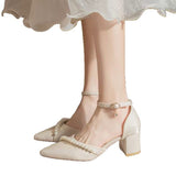 Temperament Famous High Heeled Shoes Head Coarse Heel Sandals Women 2025 Summer New Word With Hollow Single Shoes HZ0115