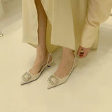 Baotou Sandals Women 2025 New Summer Drill Side Buckle Fairy Wind After The Air Fine Heel Tip Single Shoes HZ0115