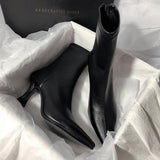 2025 New High-Hees Temperament Thin Boots Fine And Simple Elastic Boots Korean Version Of The Short Boots Woman HZ0115