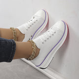 Large-Size Casual Single-Shoe Women 2025 Spring And Autumn New Round Head Tie With Thick Bottom Low Help Canvas Single Shoes HZ0115