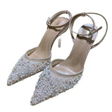 ZA Home 2025 New Famous Lumindia Bright Film Fine Heel High Heel Female Sharp Sexy T-Word Head After The Empty Water Drill Sandals HZ0115