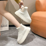 20 Autumn And Winter New Women's Thick Snow Boots Cotton Shoes Warm Plus Velvet Round Head Jacket Cotton Boots 43 HZ0115