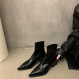 Korean Small Bare Boots Brown Pointed Short Boots Women's Shoes 2025 New Fashion With Thick And Thin Boots HZ0115