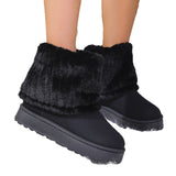 Winter Long-Boel Lady Fur Snow Boots Short Fur Filial Flat Bottoms To Keep Warm Snowy Cotton Shoes Warm HZ0115