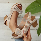 Large-Size Flower High-Heeled Sandals Women 2025 Summer New Fashion Coarse Heel Buckle With Women's Sandals HZ0115