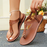 2025 Summer Small Sandals Lady Flat-Bottomed Large Sandals Simple Toe Beach Sandals Wearing Temu HZ0115