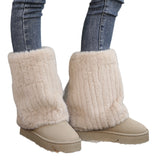 Snow Boots Women's Winter New Small Cake Thick-Sed Haired Boots In The Barrel Plus Velvet Warm Cotton Shoes Trend HZ0115