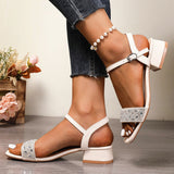 Coarse Heel Fish Mouth Sandals Women 2025 Summer New Large-Size Fashion Water Drill With Sandals HZ0115