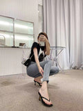 Black Clip Toe Sandals Women Flip-Flops High Heel Pins Outside Wearing Fashion Slippers Outside The Cool Drag Summer HZ0115