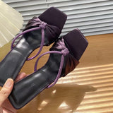 Purple Satin Water Drill With Sandals Woman 2025 Summer New Bow Toe Wearing High-Heeled Cold Slippers HZ0115