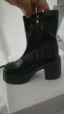 2025 Autumn And Winter New Thick Bottom Black Short Boots Women Thick High And Thin Elastic Fashion Boots HZ0115