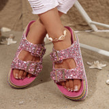 Large-Size Fashion Thick-Bottomed Slippers Double Buckle Wearing Beach Corks Duke Bin Buckle Cold Slippers HZ0115