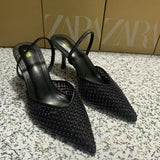 ZA Home 2025 New Women's Shoes Low Heel Temperament High Heels High-Heeled Shoes Behind The Shallow Mouth Of Single Shoes HZ0115