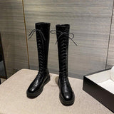 White Boots Women's New Knight Boots In Autumn And Winter 2025 Are Thin British Style Martin Boots But Knee Boots HZ0115