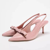 White Moonlight! Temperamental Bow White Back Empty Sandals Women Spring 2025 Korean Version Of Daily Commute Fine Heel Single Shoe Tips HZ0115