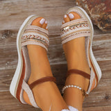 Grass-Drilled Flash Slope And Thick-Soled Sandals 2025 Summer New Simple And Comfortable Fashion Buckle High Heels HZ0115
