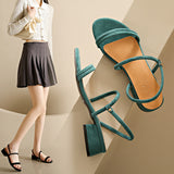 Korean Version With A Word With Sandals Women 2025 Summer New Thick Heel Round Head Simple Two Wearing Sandals Spring HZ0115
