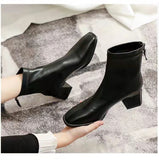 Martin Boots Women 2025 New Autumn And Winter Korean Version Of The Square Head And Zipper High And Velvet Cylinder Thin Short Boots HZ0115