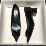 Temperament Net Red Fashion Sharp Thick Heel Single Shoes Women 2025 New Shallow-Mouthed Comfortable Career Heel High Heels HZ0115