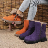 Snow Boots Autumn And Winter New Large Size Side Zip Hair Anti-Slip Waterproof Plus Thick Low-Tight Cotton Shoes HZ0115