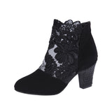 Lace Mesh High Heel Cool Boots Women Large Size Fashion Round Head Coarse And Roman Sandals HZ0115