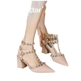 Summer Set 2025 Pointed Rivet Shoes Tip Coated Roman Sandals Women Wear Fashion Comfortable Retro Women's Shoes HZ0115