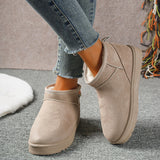 Snow Boots Women In The Autumn And Winter Of 2025 New Korean Version Of The Round Head With Velvet Warm Leisure Flat Cotton Shoes HZ0115
