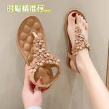 2025 Large-Size New Flat Women's Shoes Bohemian Flower Sandals Toe Loose With Casual Shoes HZ0115