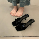 In The Summer Of 2025, The New High-Heeled Cool Slippers Wear Women's Shoes Niche Design Leopard-Print Fine-Grained Sandals HZ0115