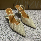 ZA Home 2025 New Women's Shoes Mesh Sharp Head Thick And Slippers Women's Summer Breathable Light, Comfortable And Comfortable Leisure High HZ0115