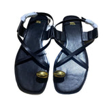 ZAJ2025 Spring Cross-Lace Metal Flat Sandals Women's Leisure Beach Shoes Soft Soles Toes Roman Shoes HZ0115