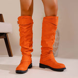 2025 Fashion Autumn And Winter New Women Folded Western Cowboy Round Head Mid-Clinity Women's Boots HZ0115