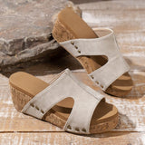 Large Size Wish New Lady Slope With Fish Mouth Thick Sole Rivet Sandals HZ0115