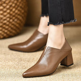 Deep Mouth High Heels Tips In The Heel Single Shoes 2025 Spring And Autumn New Fashion Thick Heel Temperament Soft Leather Single Shoes HZ0115