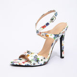 Women's Round Head Print With Cross Ankle With Fine Heel Sandals Women's High Heels HZ0115