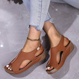 Large-Size Slope Heel Sandals Women 2025 Summer Sandals New Thick Bottom Slope And Fish Mouth Sandals HZ0115