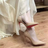 Sharp-Headed Side Air Sexy Nude High-Heeled Women Beautiful Fine Temperament Black Patent Leather Single Shoes 2025 New Spring And Autumn HZ0115