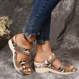 Casual Round Head Leopard-Snake High-Shoe Women's Slope And Slippers 2025 Summer New Large-Size Slippers HZ0115