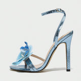 Women's Butterfly Decoration Crossover After The Belt Side Toe Fine High-Heeled Sandals Women's Shoes HZ0115