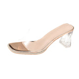 Net Red Transparent Sandals Sandals Sand Slippers Women Wear Fashion 2025 New Summer Coarse High Heels Crystal In Tide HZ0115