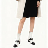 2025 Autumn And Winter New Double C Small Fragrant Style French Bows Coarse And Short Boots Women Elegant Korean Version Straight HZ0115