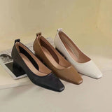 2025 Spring And Summer New Small Heels Simple Lady Temperament Soft Leather Do Not Sharpen The Tip Of The Single Shoe Low Heel High Heels HZ0115