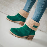 New 2025 Autumn And Winter Mid-Boul Thick Heel Overslip Snow Boots 43-Yard Cotton Shoes HZ0115