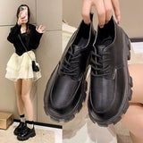 Women With Small Leather Shoes New Spring 2025 British Wind Students Retro Thick-Soled Single Shoes Small Pine Shoes HZ0115