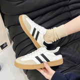 Spring And Autumn 2025 New Korean Version Of The Round Head Tie With Color Fashion Flat Bottom Students Casual Board Shoes HZ0115