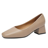 High-Heeled Women's Coarse Heel Shoes In The New Working Shoes Heel Shoes Large Leather Single Shoes Comfortable Commute Single Shoes HZ0115